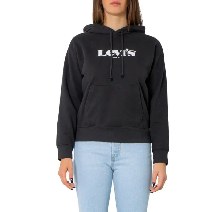 Black Levi’s hoodie sweatshirt with white logo - Levi’s Women Sweatshirts