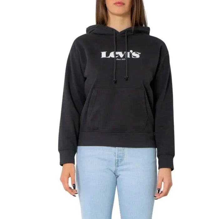 Black Levi’s hoodie sweatshirt with white logo - Levi’s Women Sweatshirts