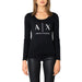 Black long-sleeved top featuring A|X ARMANI EXCHANGE logo for women by Armani Exchange