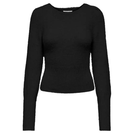 Black long-sleeved crewneck sweater from Only Women Knitwear collection