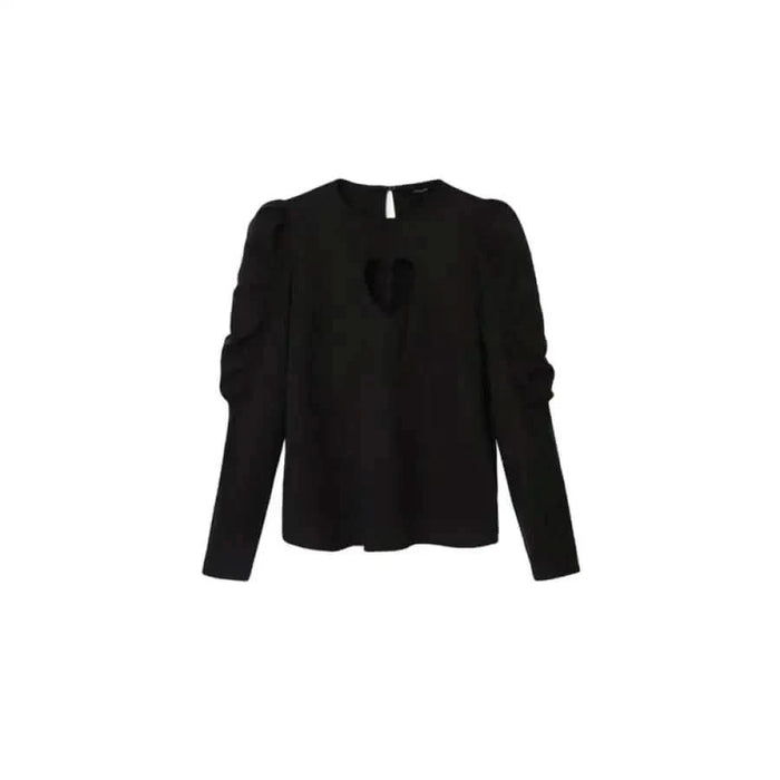 Black long-sleeved sweater with heart-shaped cutout from Desigual Women Knitwear