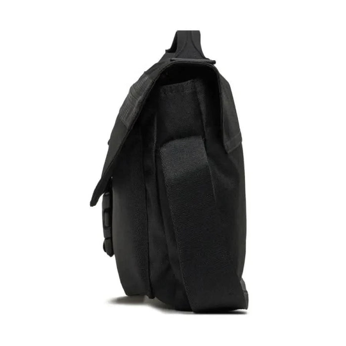 Black Calvin Klein messenger bag featuring a stylish flap closure for men