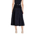 Black midi-length A-line skirt with a high waist from Ichi Women Skirt collection