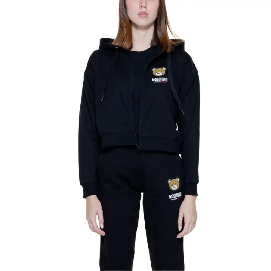 Black Moschino tracksuit with bear logo from Moschino Underwear Women Sweatshirts