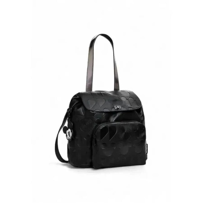 Black nylon shoulder bag with compartments and flap closure from Desigual Women Bag