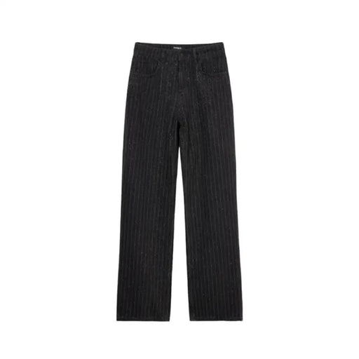 Black pinstriped straight-leg dress pants from Desigual Women Jeans collection