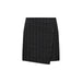 Black pinstriped wrap skirt by Only showcasing two stylish buttons on the side