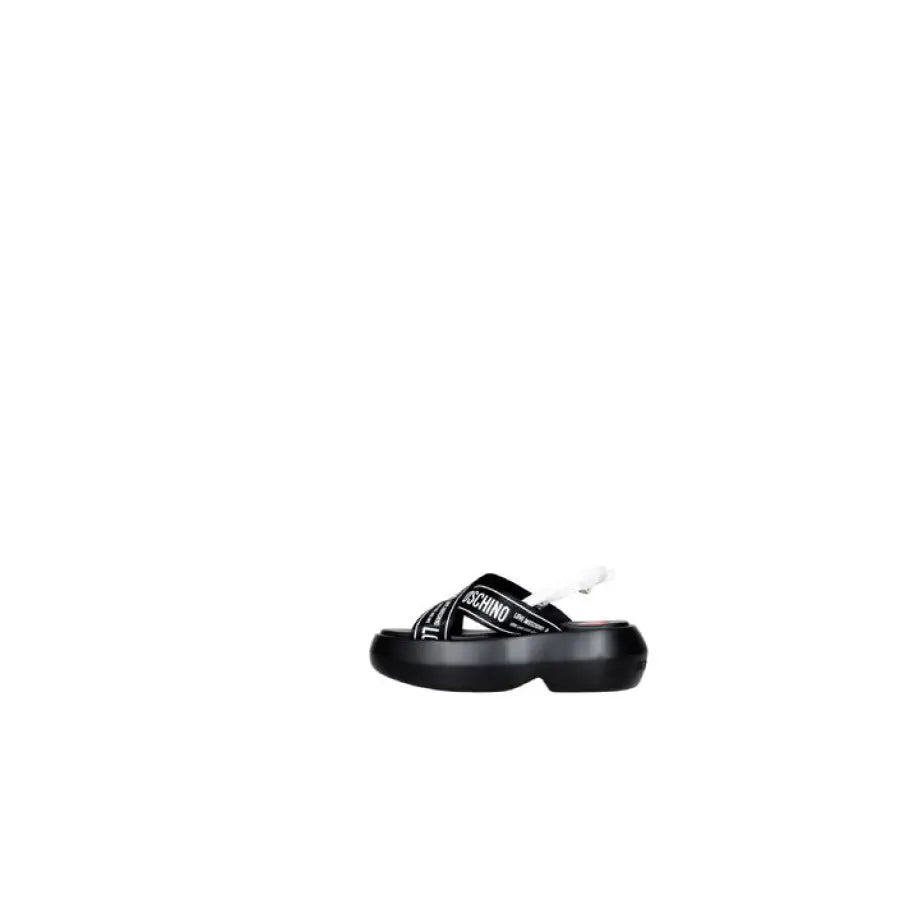 Black platform sandal with criss-cross straps, Love Moschino - Love Moschino Women Sandals