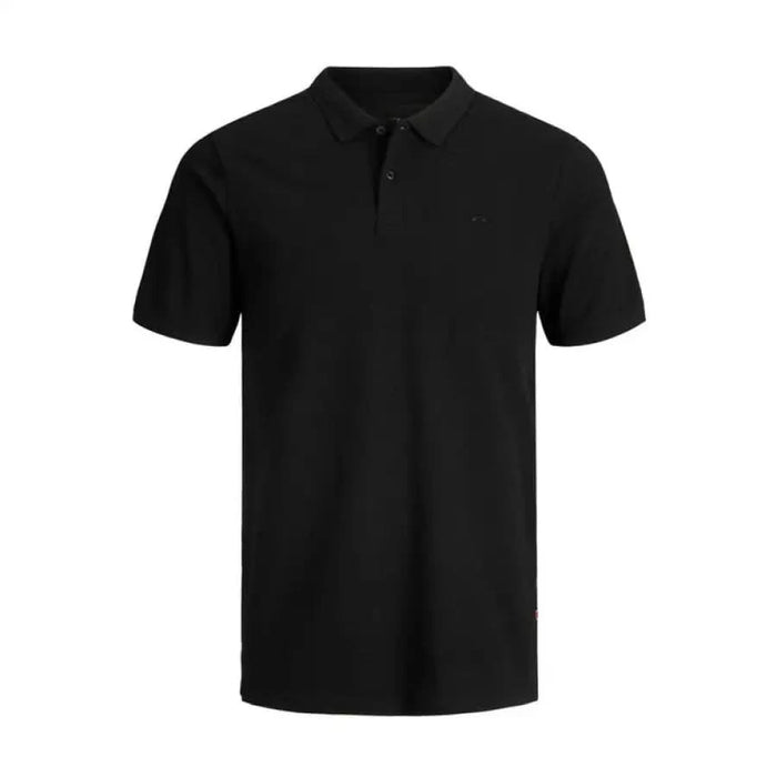 Jack & Jones black polo shirt with white logo - summer product composition