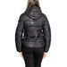 Black hooded puffer jacket displayed from the back by Desigual for women