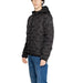 Black puffer jacket with hood on a person in blue jeans from Replay Men Jacket