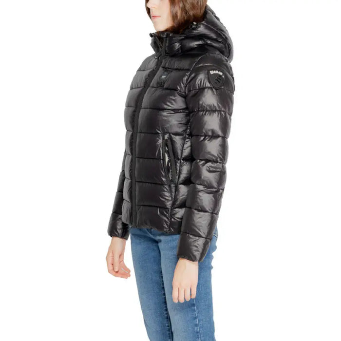 Black puffy winter jacket with hood from Blauer Women’s collection