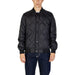 Black quilted bomber jacket with ribbed collar and snap buttons by Gianni Lupo