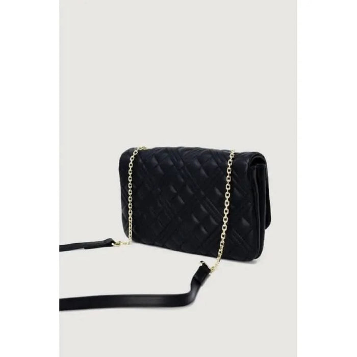 Black quilted handbag with gold chain strap from Love Moschino Women Bag collection