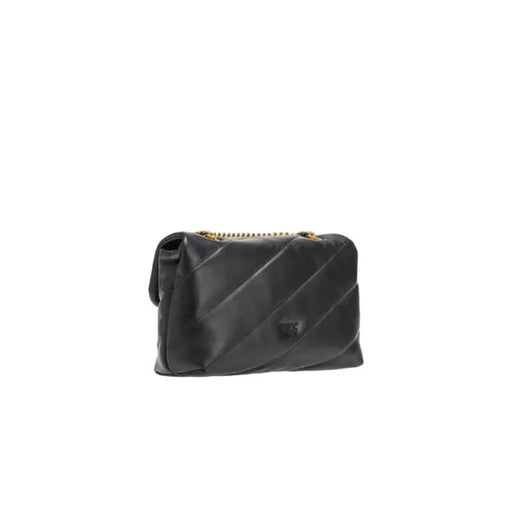 Black quilted leather clutch purse with gold-tone zipper in Pinko Women Bag