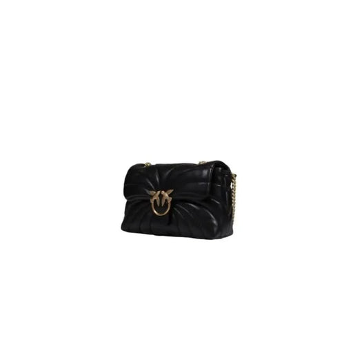 Black quilted leather handbag with gold hardware and swallow emblem from Pinko Women Bag