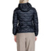 Blauer Women’s black quilted puffer jacket with a hood, view from the back