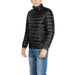 Black quilted puffer jacket with high collar and zippered pockets from Boss Men Jacket