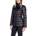 Black quilted puffer jacket with high collar and fitted silhouette by Peuterey