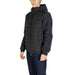 Black quilted winter jacket with hood and zipper from Calvin Klein Jeans for men