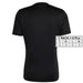 Black short-sleeved Adidas Men T-Shirt with size chart in the corner