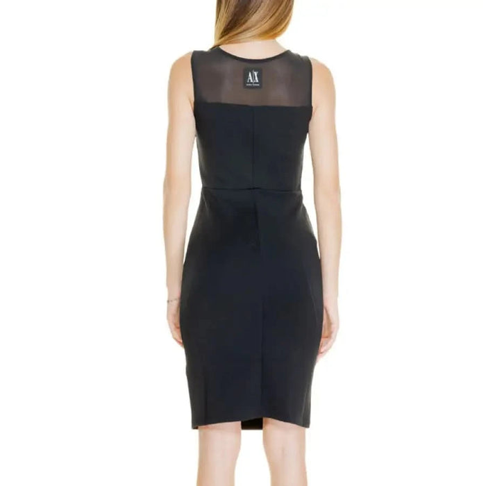 Armani Exchange Women’s Black Sleeveless Cocktail Dress with Sheer Upper Back Panel