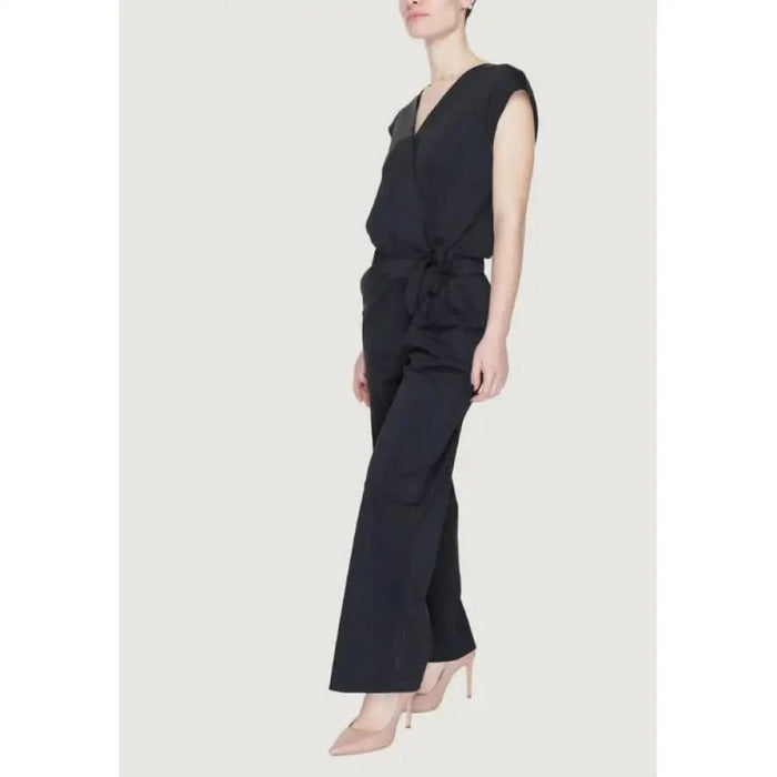 Black sleeveless jumpsuit with belt and wide-leg pants - Street One Women’s Jumpsuit