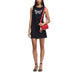 Black sleeveless mini dress featuring butterfly graphic, showcased with Desigual Women Bag