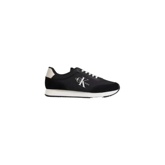 Black Calvin Klein Men Sneakers with white sole and CK logo on the side