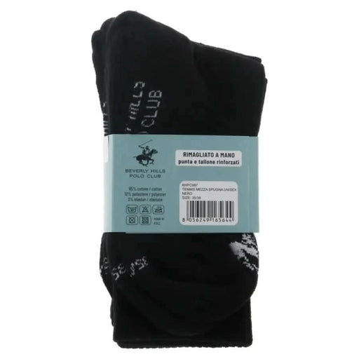 Black socks with packaging label from Beverly Hills Polo Club Men Underwear collection