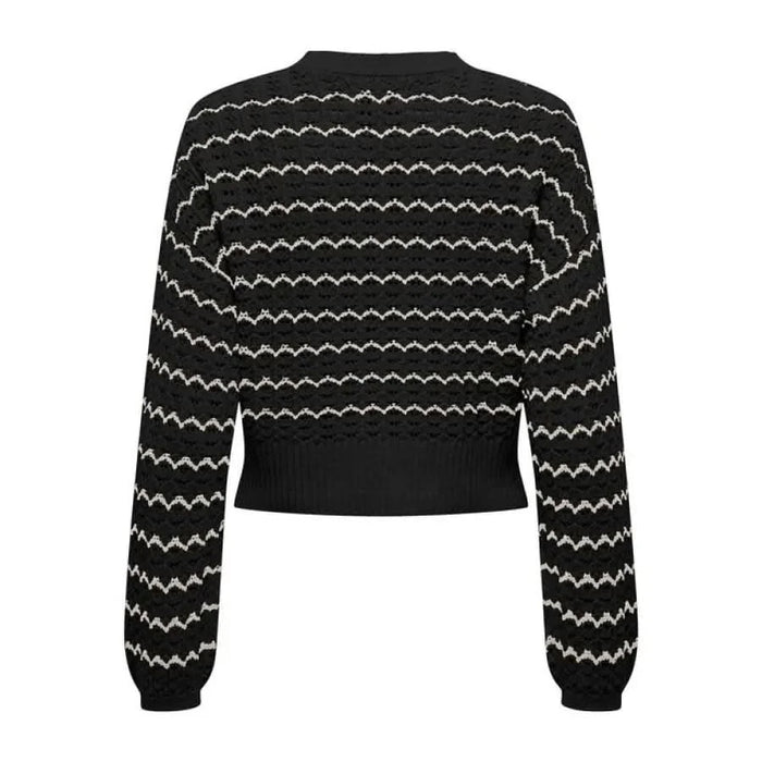 Women knitwear urban style black sweater with white zig pattern - Only Urban City Fashion