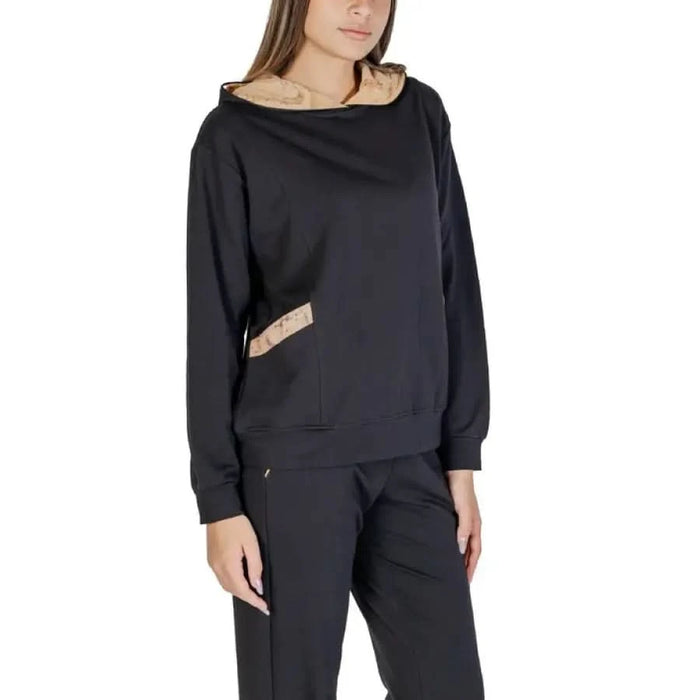 Black asymmetrical neckline sweatshirt with side pocket from Alviero Martini Prima Classe