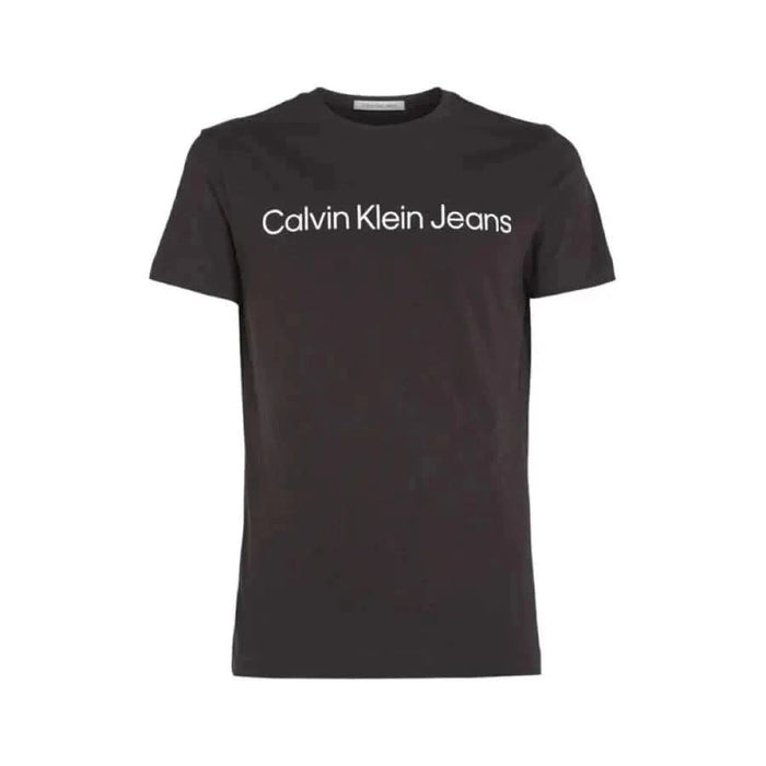 Black Calvin Klein Jeans Men T-Shirt featuring front text print design