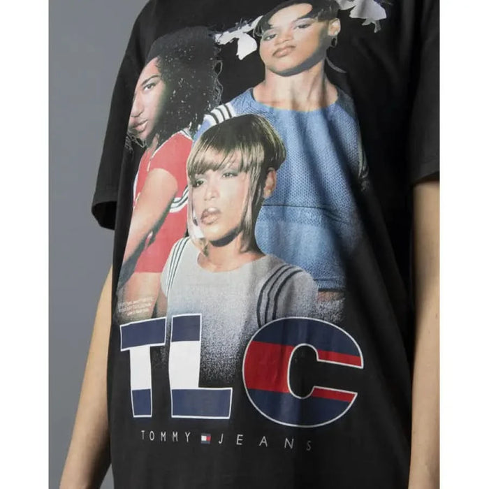 Black TLC Tommy Hilfiger Jeans women’s t-shirt with images of three women