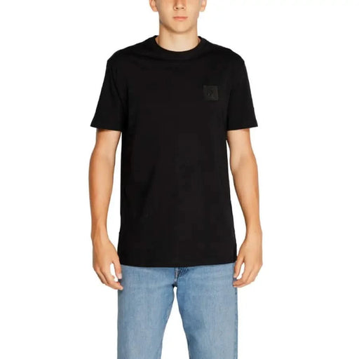 Armani Exchange Men T-Shirt Black with Small Chest Logo