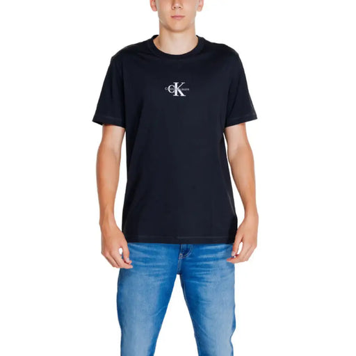 Black Calvin Klein Jeans t-shirt showcasing a small CK logo on the chest