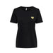 Black T-shirt with a small gold heart emblem on chest - Only Women T-Shirt