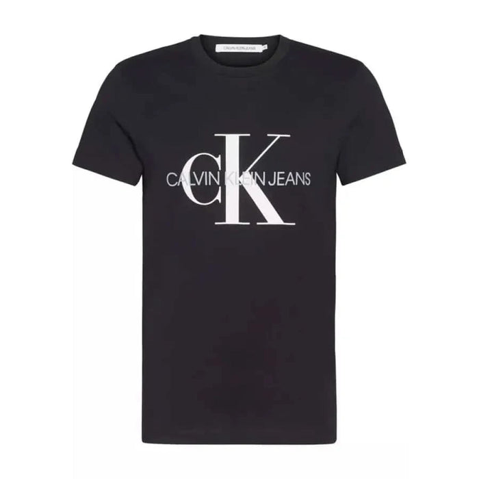 Black t-shirt with white Calvin Klein Jeans logo - Calvin Klein Jeans Men T-Shirt