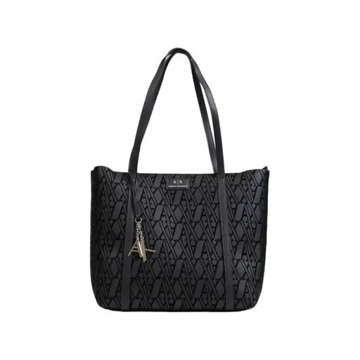 Black textured tote bag with Eiffel Tower charm from Armani Exchange Women’s collection