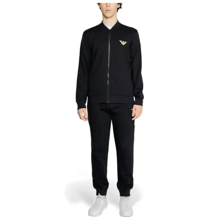 Black tracksuit with logo on chest from Emporio Armani Underwear for men