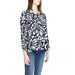 Black and white floral print long-sleeve blouse with round neckline by Street One