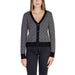 Black and white geometric patterned cardigan with black trim from Vero Moda