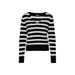 Black and white striped v-neck sweater with long sleeves from Only Women Knitwear