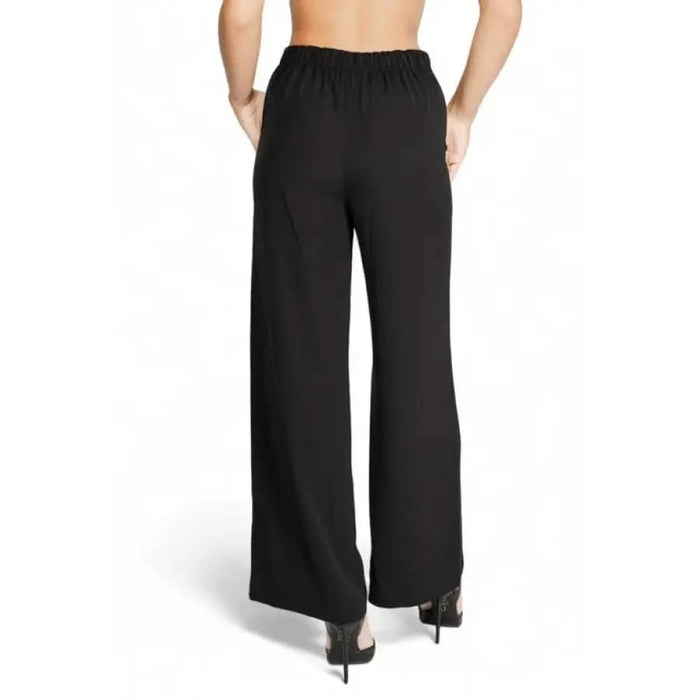 Black wide-leg dress pants with elastic waistband from Rinascimento Women Trousers