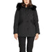 Black winter coat with fur-trimmed hood and button closure by Blauer for women