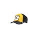 Black and yellow trucker-style baseball cap featuring a goose patch by Goorin Bros