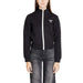 Black zip-up jacket with white zipper and triangular logo for Guess Active Women Sweatshirts