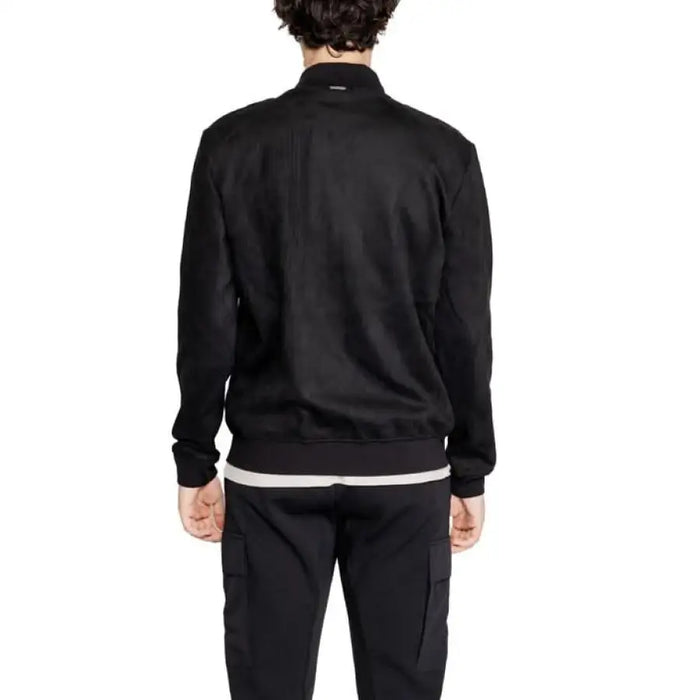 Black zip-up track jacket shown from behind, Antony Morato Men Jacket design