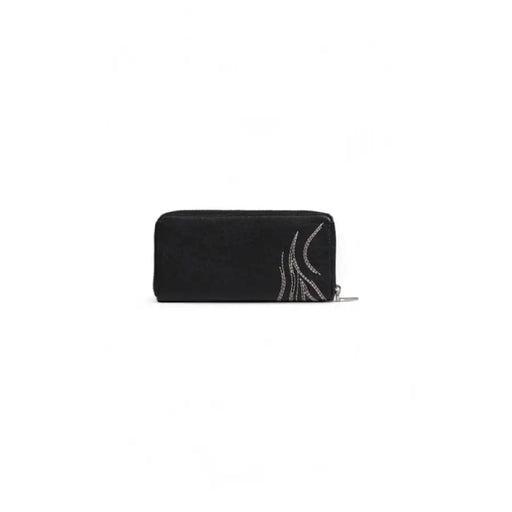 Black zippered wallet with silver decorative stitching from Desigual Women Wallet