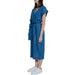 Blue midi dress with short sleeves, belted waist, white sneakers - Only Women Jumpsuit